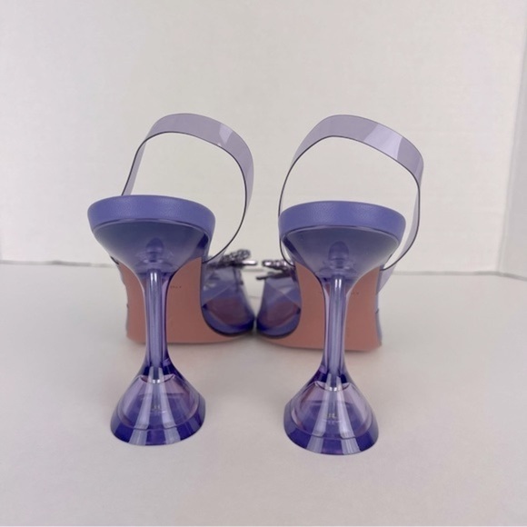 Amina Muaddi Rosie Crystal-Embellished Transparent Slingback Pumps. Size:37. NIB - Picture 7 of 17